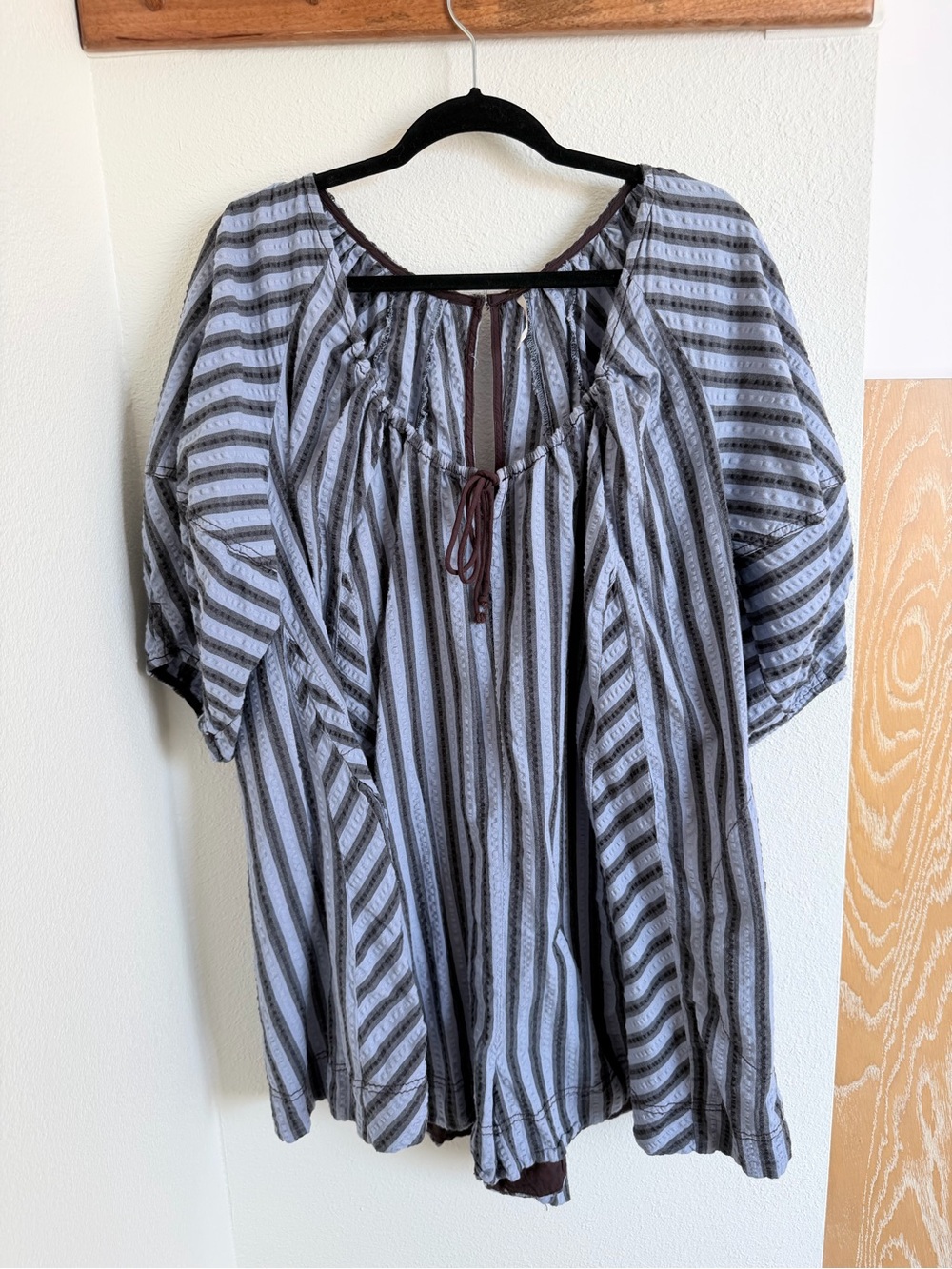 Free People Gray Striped Peasant Tunic
